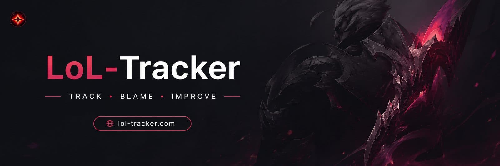 Bannière LoL-Tracker, tracker League of Legends pour les équipes : track, blame, improve